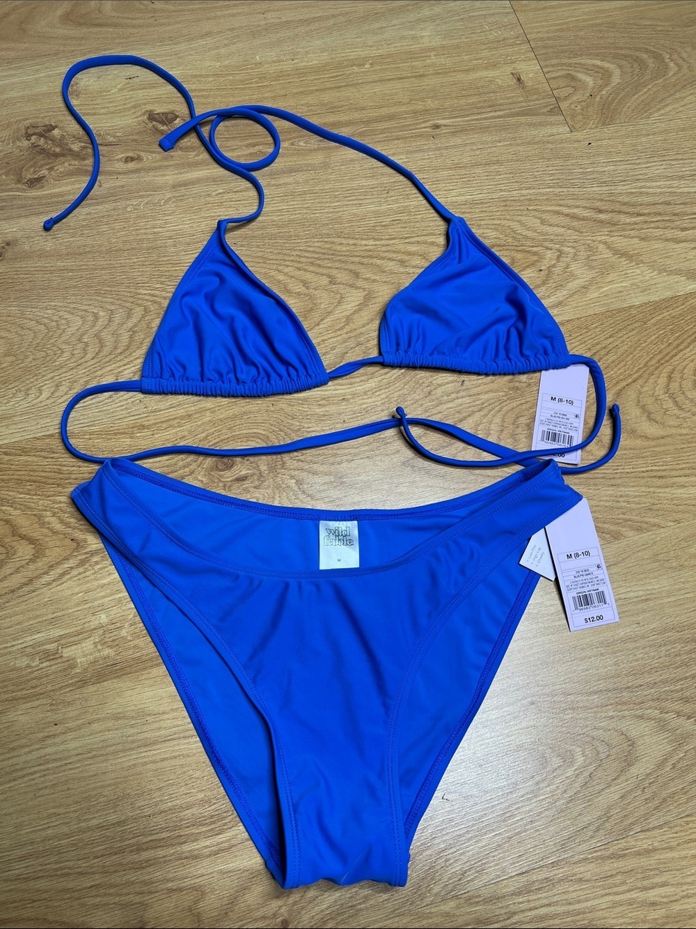 Wild Fable Sz 8-10 Bright Blue Two Piece Bikini Bathing Suit - New with Tags